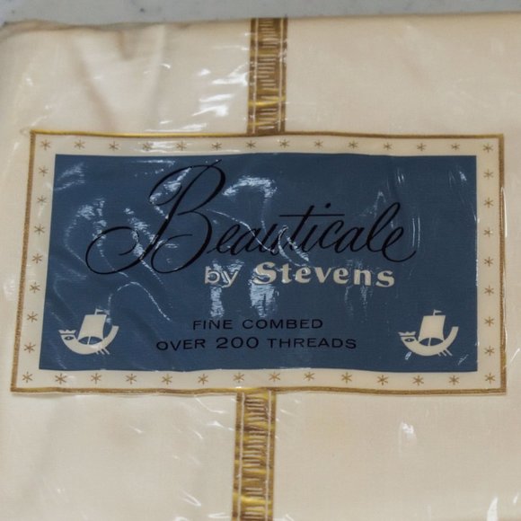 NWD Vtg Stevens Beauticale Cotton 200 Thread (2) Cream Pillow Cases 42 x 38.5 - Picture 3 of 11